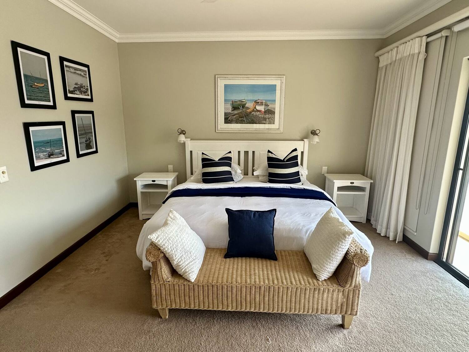 Bedroom four — nautical navy and white styling